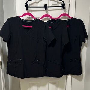 Set of 3 Women’s Black V-Neck Scrubstar Performance Tops